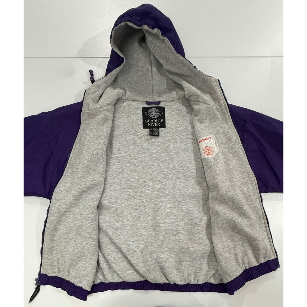 Charles River Clemson Tigers Purple Nylon Hooded Lined Jacket Men's Medium M116 - Picture 5 of 12